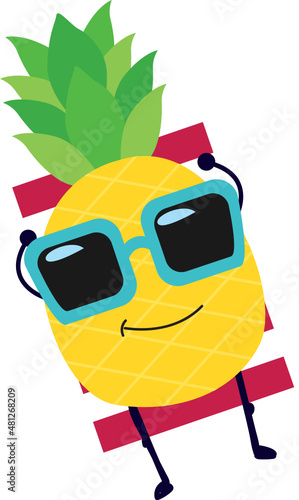 Pineapple on beach towel