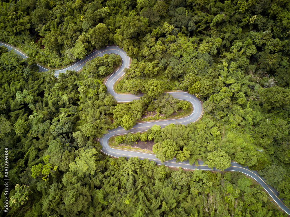 Aerial view Beautiful road on the mountain in Chiang Mai, Thailand. Aerial view Beautiful road on the mountain in Chiang Mai, Thailand.
