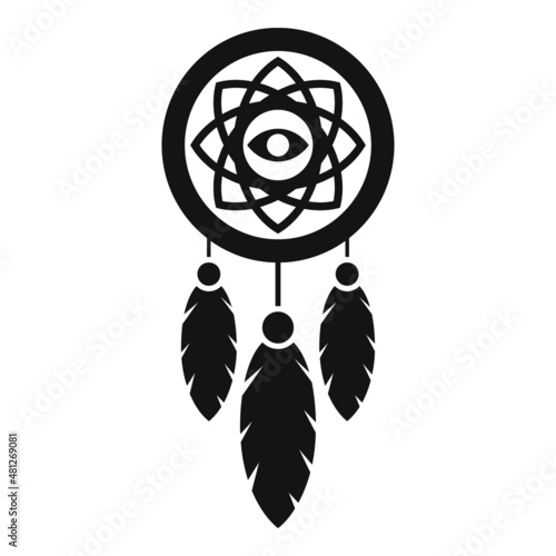 Feather dream catcher icon simple vector. Indian native