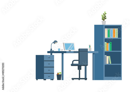 vector illustration home office style minimal on isolate white background