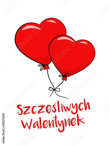 Balony w kształcie serca. Szczęśliwych Walentynek. Wektor.