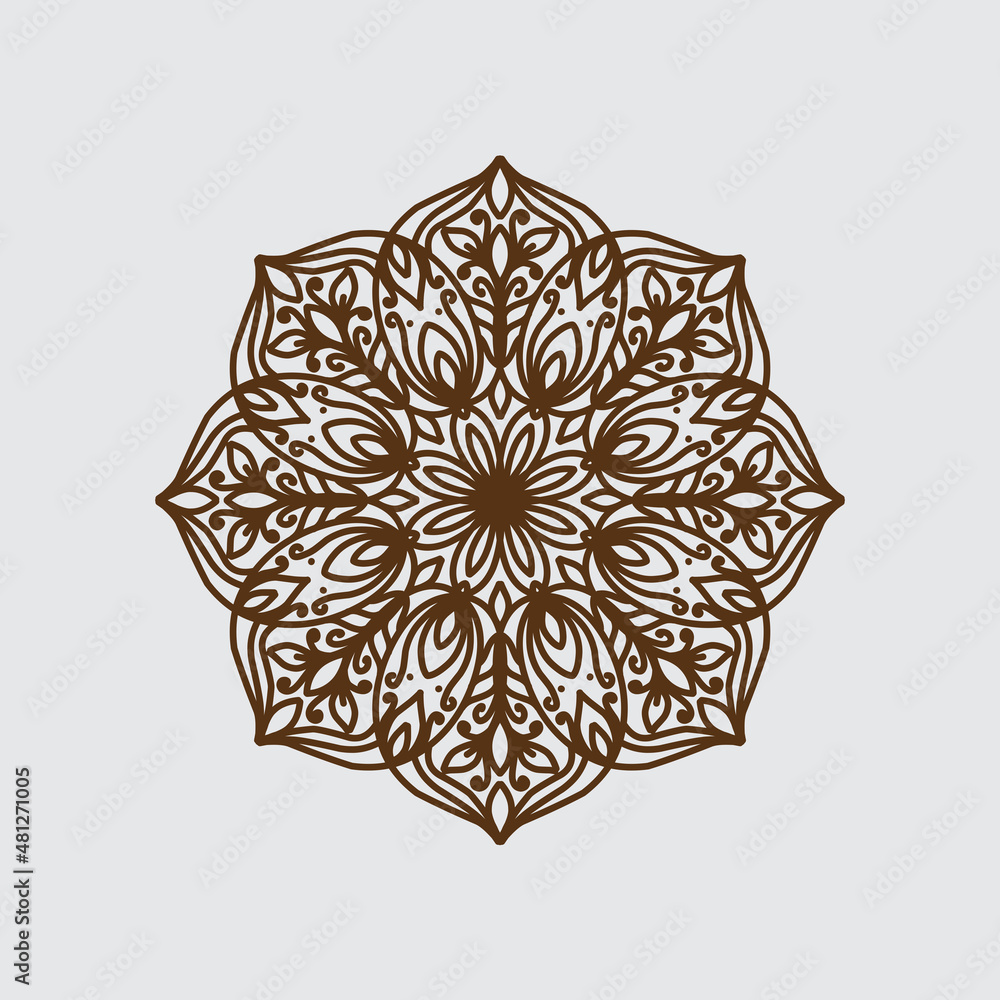 vector illustration of big beautiful outlines mandala, isolated design object