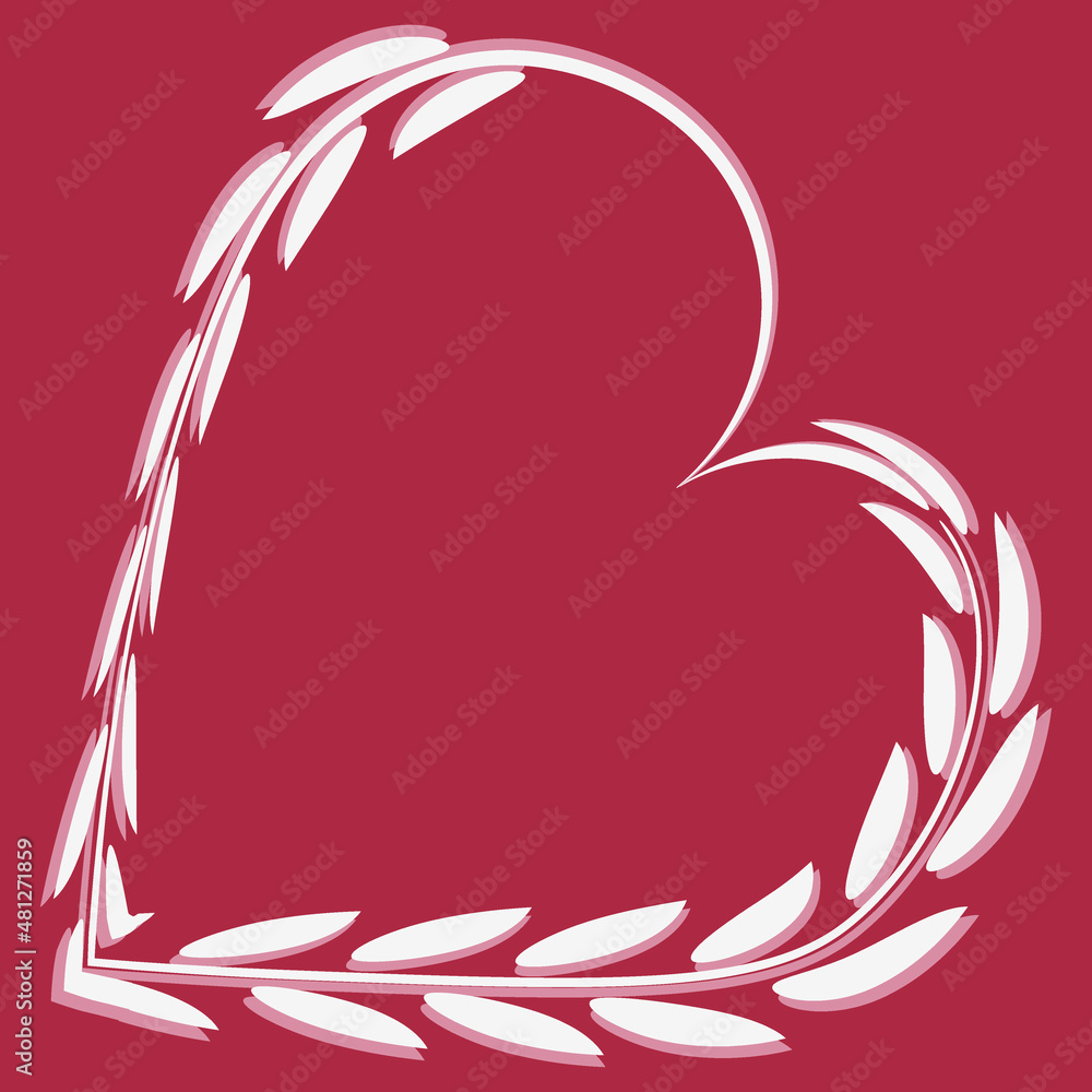 Heart of leaves. Grass. Congratulations on Valentine, Valentin Day. Design element Heart of leaves. Grass. Congratulations on Valentine, Valentin Day. Design element
