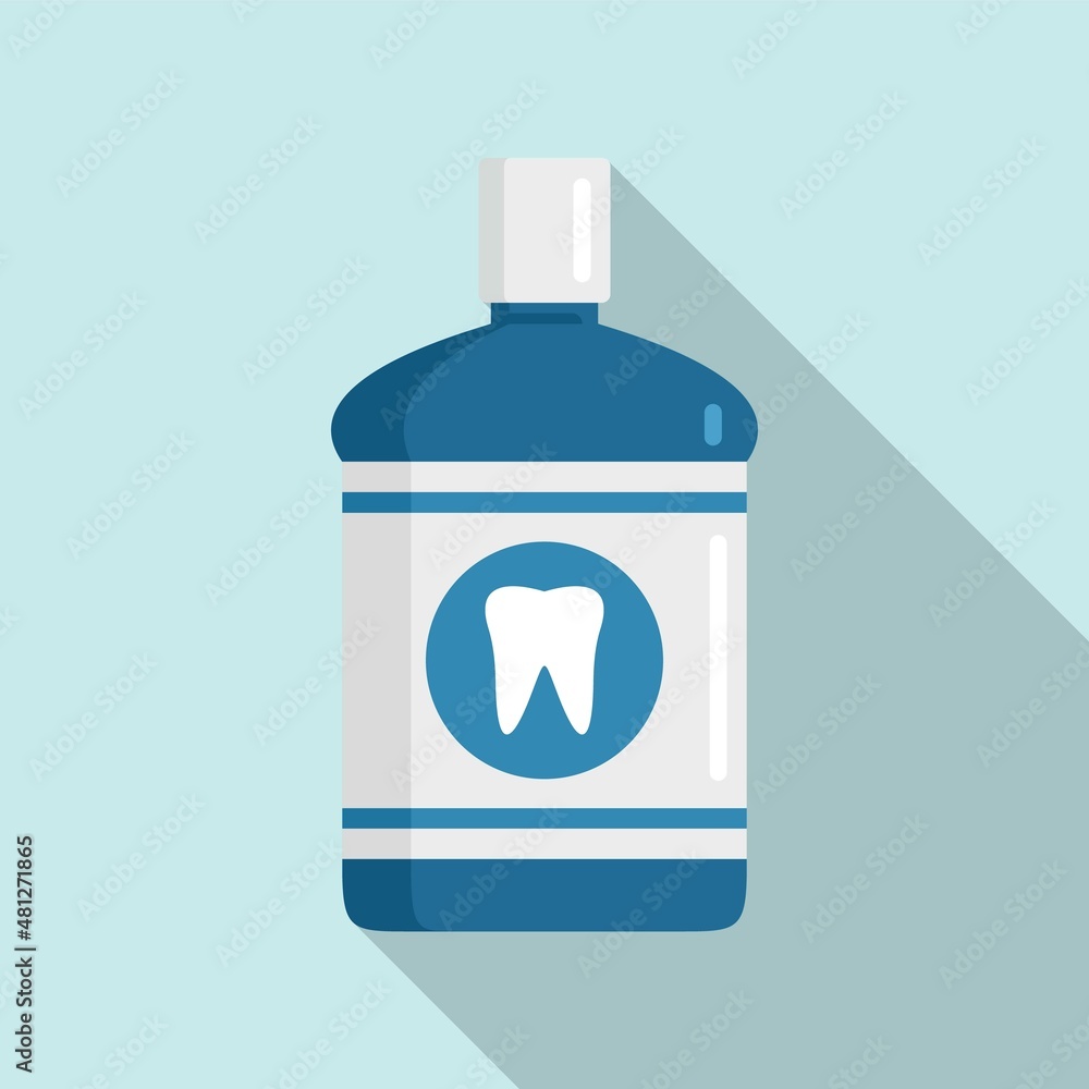 Care mouthwash icon flat vector. Clean product Care mouthwash icon flat vector. Clean product