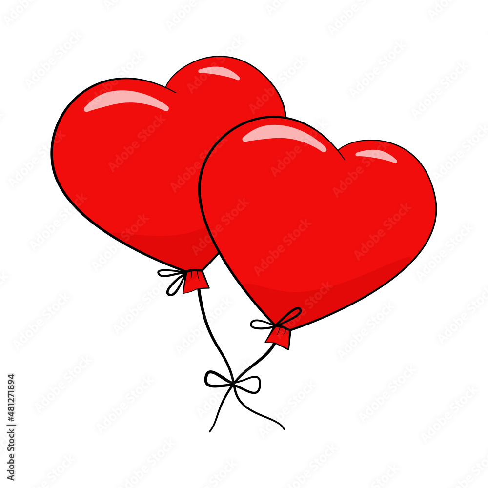 Heart shaped balloons. Valentine's Day. Cartoon. Vector illustration