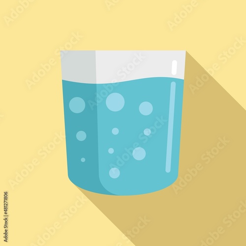 Glass tooth rinse icon flat vector. Dental clean