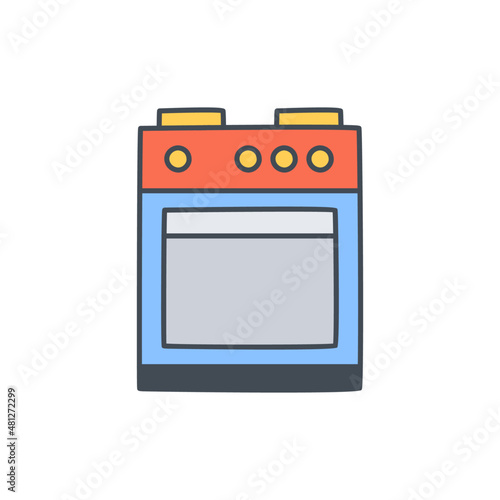 stove icon in color icon, isolated on white background 