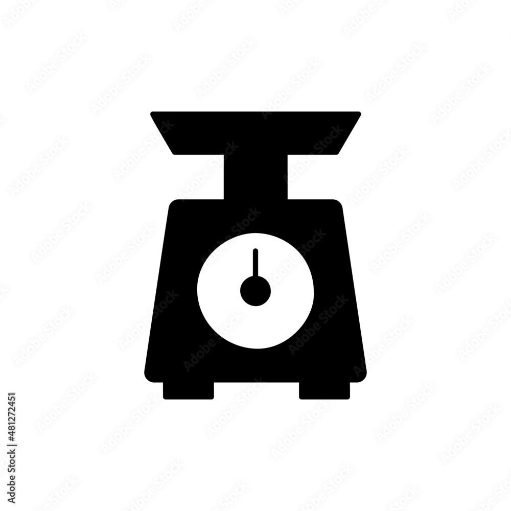 Kitchen Scale Icon in black flat glyph, filled style isolated on white background Kitchen Scale Icon in black flat glyph, filled style isolated on white background