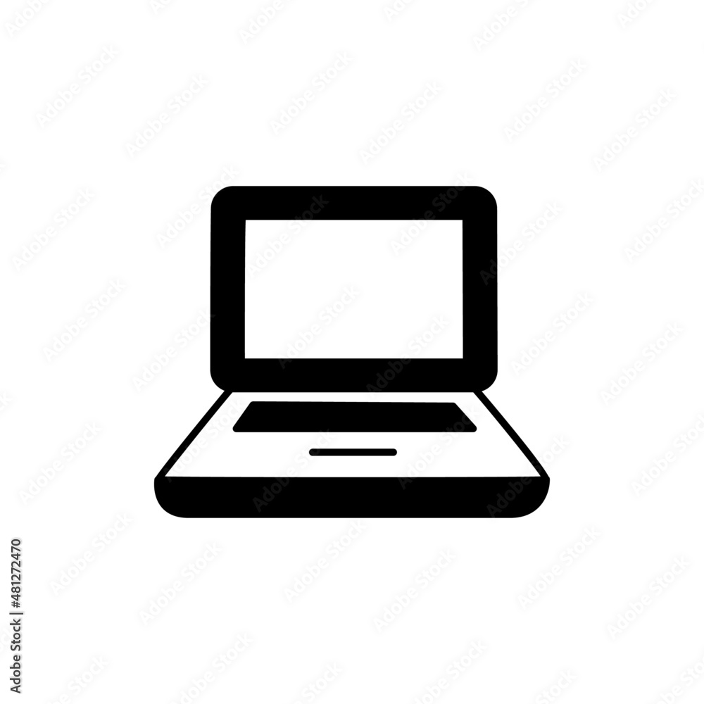 Laptop Icon in black flat glyph, filled style isolated on white background Laptop Icon in black flat glyph, filled style isolated on white background