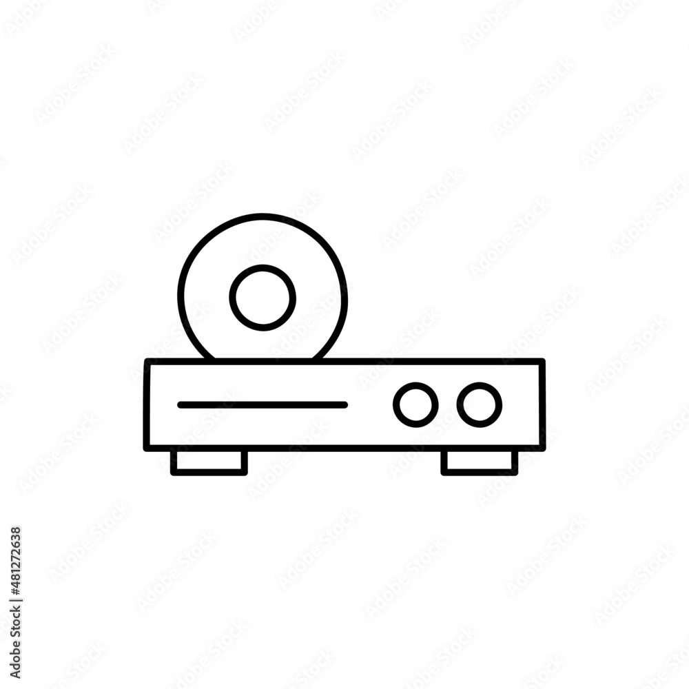 Disc player Icon in black line style icon, style isolated on white background Disc player Icon in black line style icon, style isolated on white background