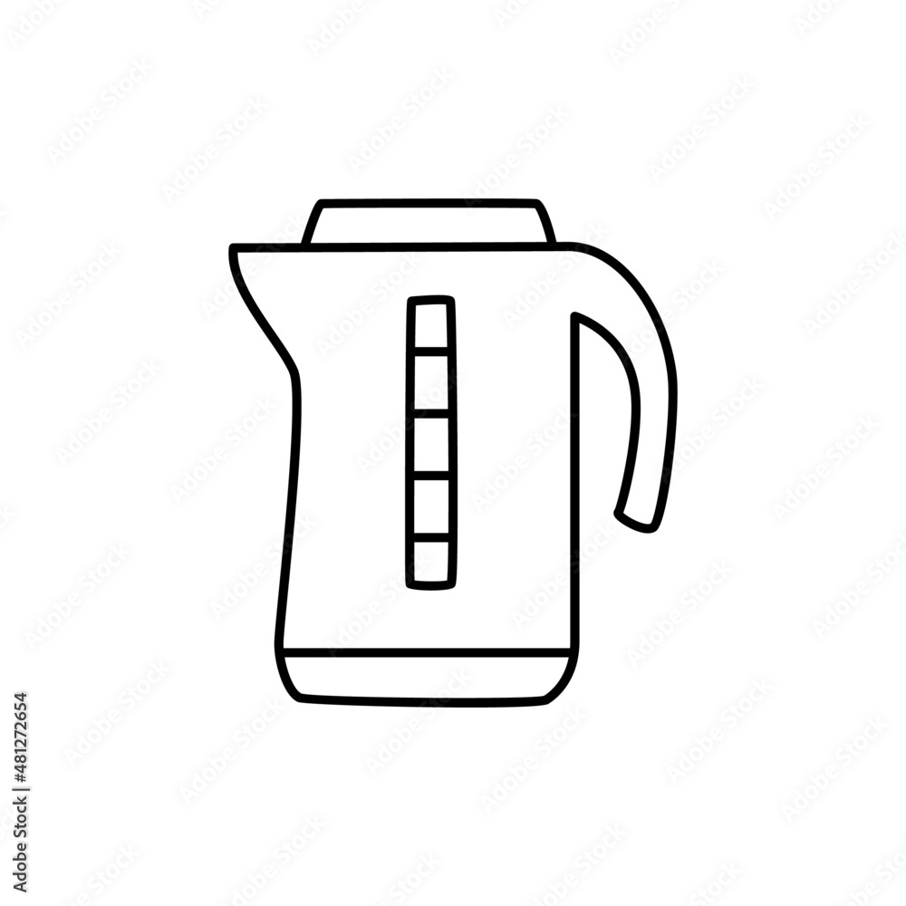 Water boiler Icon in black line style icon, style isolated on white background Water boiler Icon in black line style icon, style isolated on white background