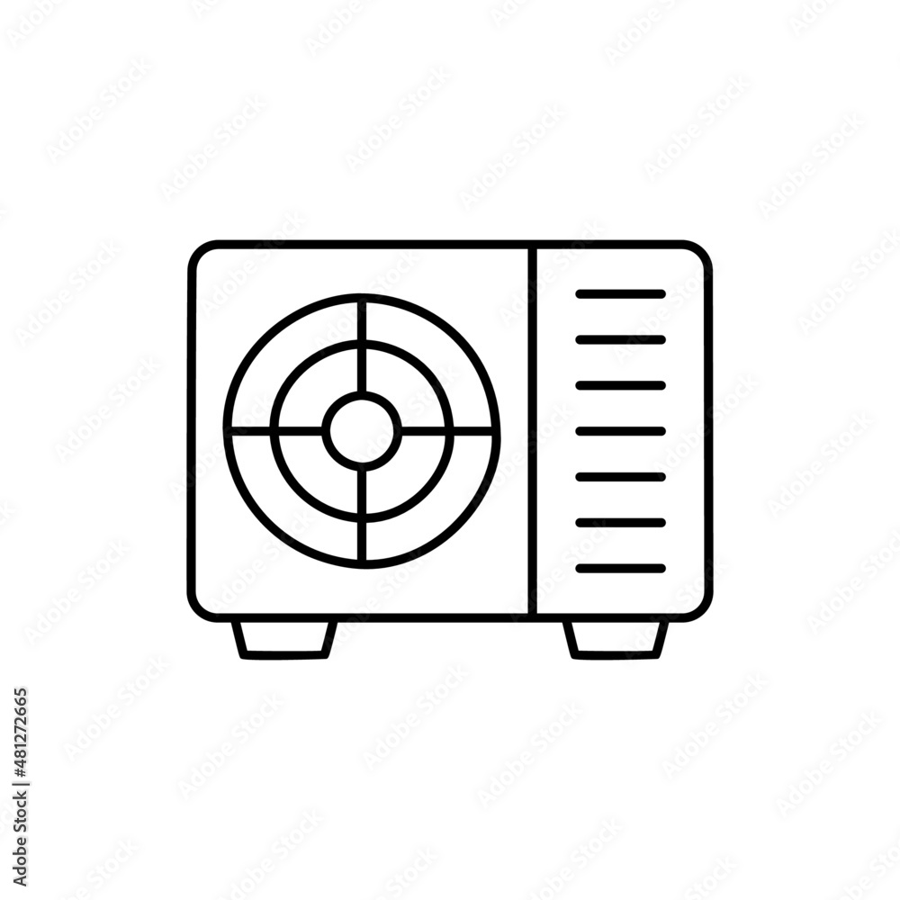 air conditioning outdoor unit icon in black line style icon, style isolated on white background air conditioning outdoor unit icon in black line style icon, style isolated on white background