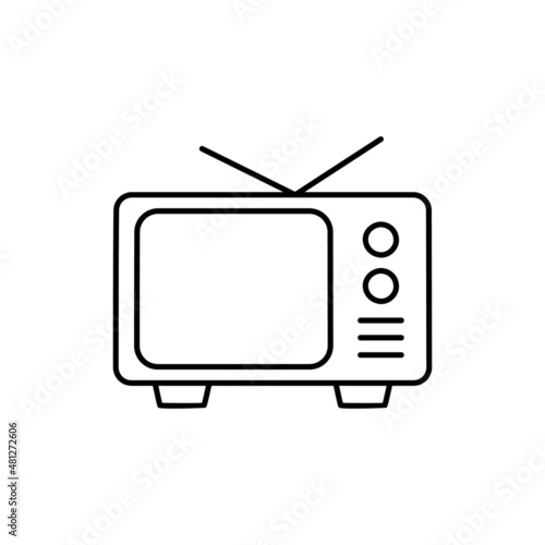 Analog TV Icon in black line style icon, style isolated on white background