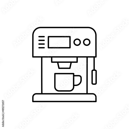 Coffee maker Icon in black line style icon, style isolated on white background