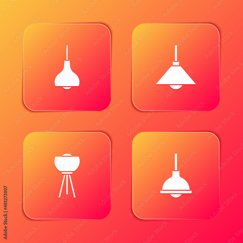 Set Lamp hanging, , Floor lamp and icon. Vector Set Lamp hanging, , Floor lamp and icon. Vector