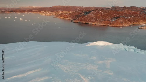 ilulissat town from aerial view photo