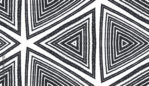 Ethnic hand painted pattern. Black symmetrical