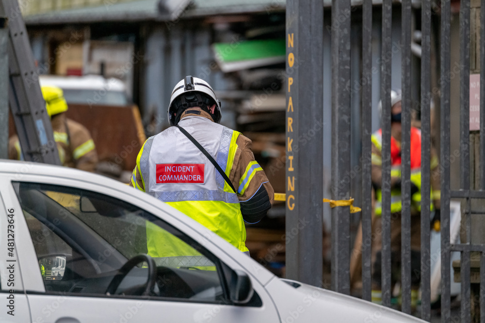 This is the Scottish Fire and Rescue Service Incident Commander at the scene of a Fire in Marine Place, Buckie, Moray, Scotland on 18 January 2022.