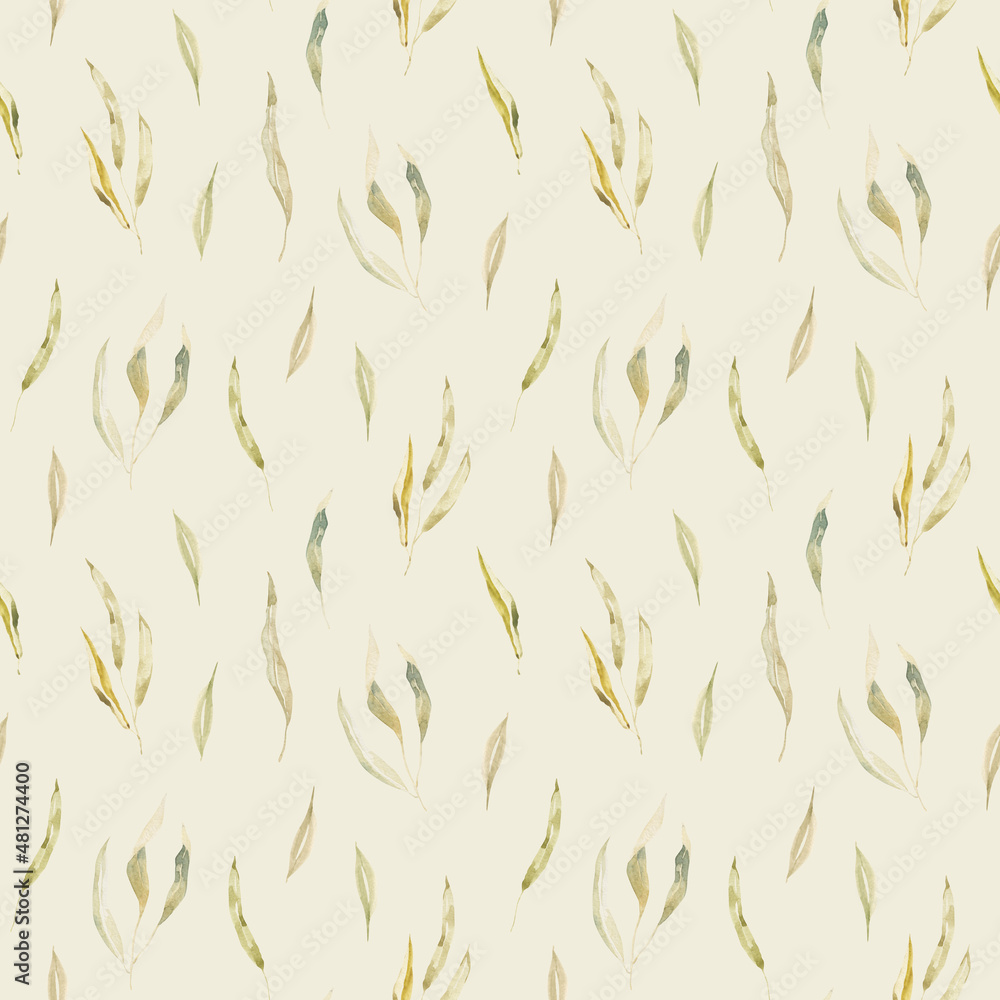 Watercolor seamless cozy pattern with dry and green leaves. Spring trendy background. Hand drawn Rustic style. For printing on paper, packaging, textiles, banners, valentine, march, easter, wedding. Watercolor seamless cozy pattern with dry and green leaves. Spring trendy background. Hand drawn Rustic style. For printing on paper, packaging, textiles, banners, valentine, march, easter, wedding.