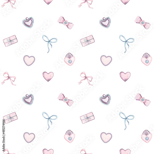 Love texture - seamless pattern with hearts. Romantic decorative background for Valentine's day gift paper, wedding decor or fabric textile.