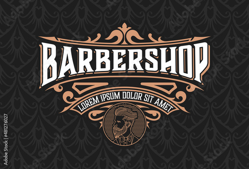 Vintage Barbershop label in vintage style