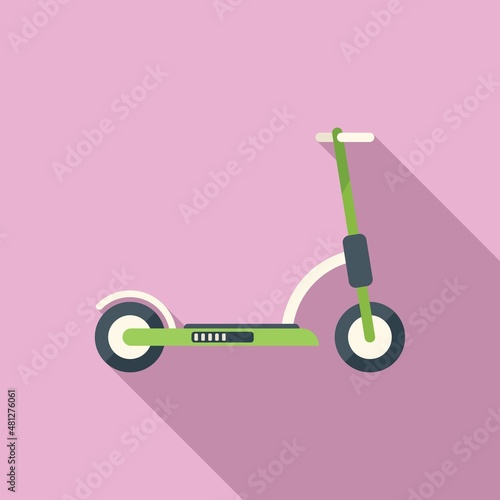 Ride electric scooter icon flat vector. Kick bike