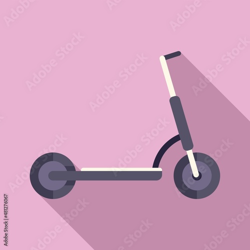 Electric scooter rider icon flat vector. Eco transport