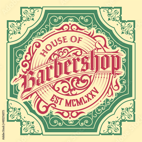 Vintage Barbershop label in vintage style