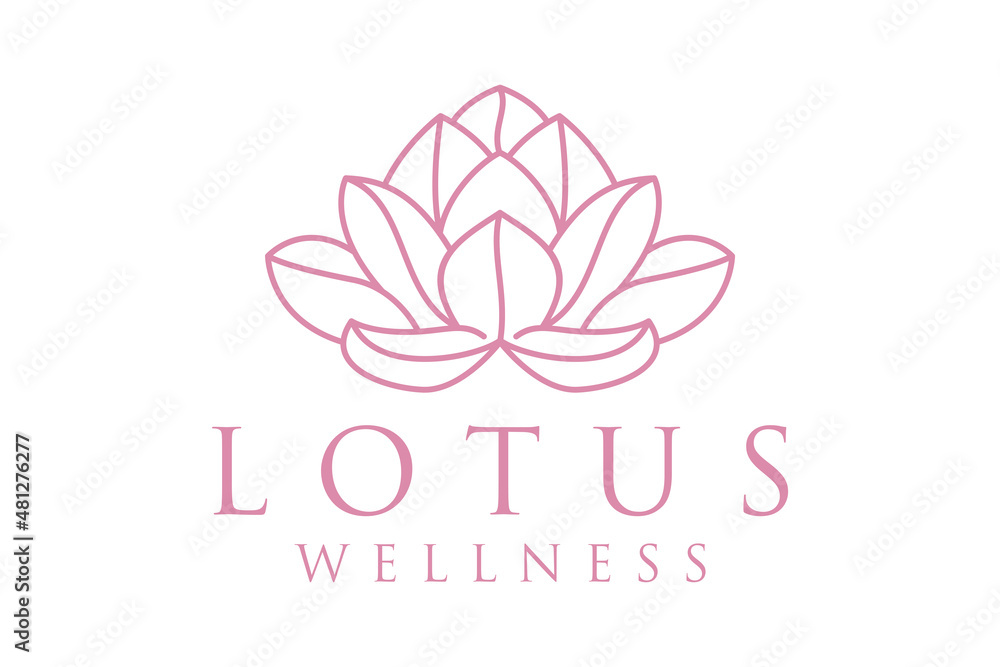 Luxury Woman and Lotus Line Art for Spa logo design inspiration