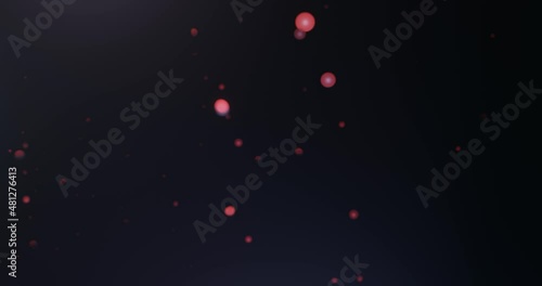 Falling romantic red sapphire particles with ambient glowing lights and red bloom on a black screen for Valentine's seasonal wallpaper, web design and video editing. Seamless loop.