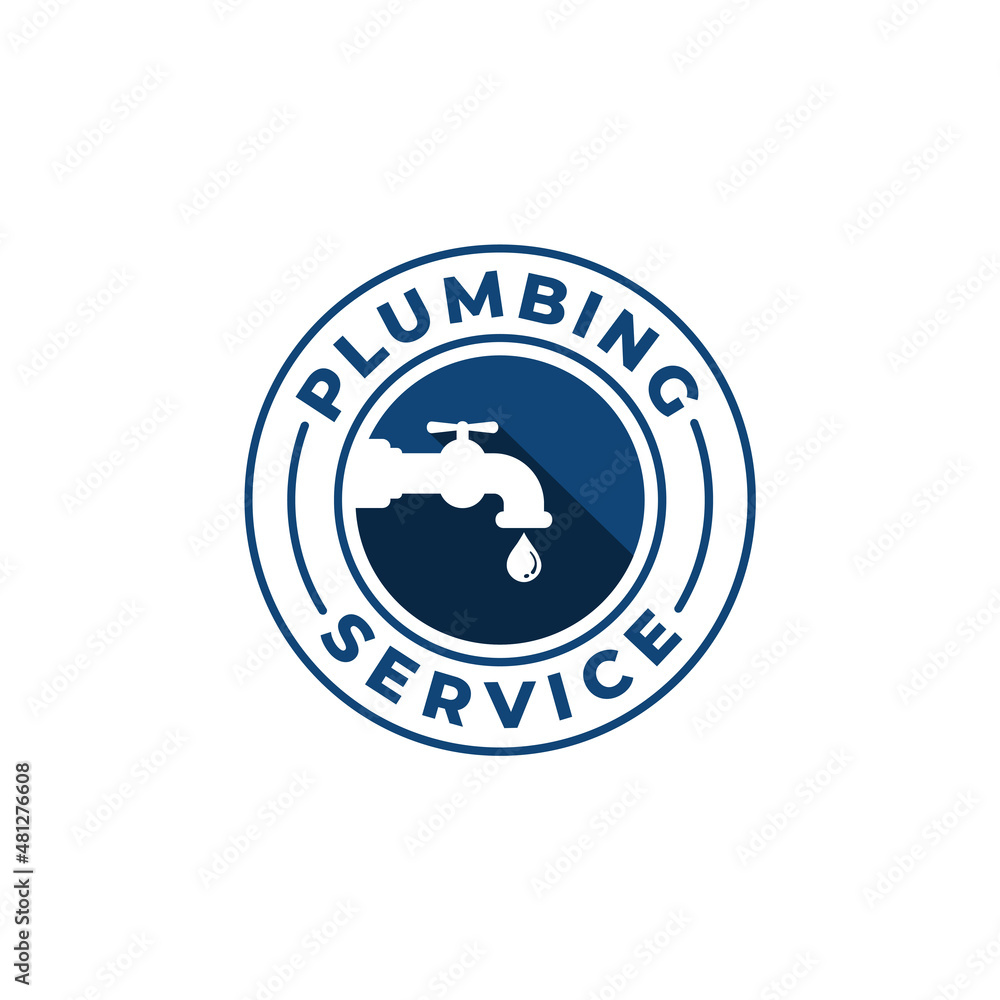 faucet service logo in badge concept