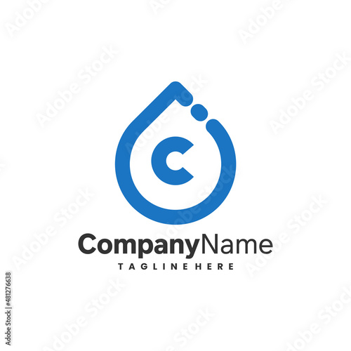 water droplet logo with letter c symbol