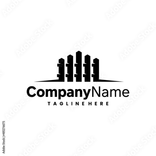 wood fence logo design template