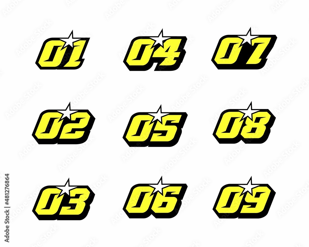 Racing number, start racing number, sport race number logo design Stock ...