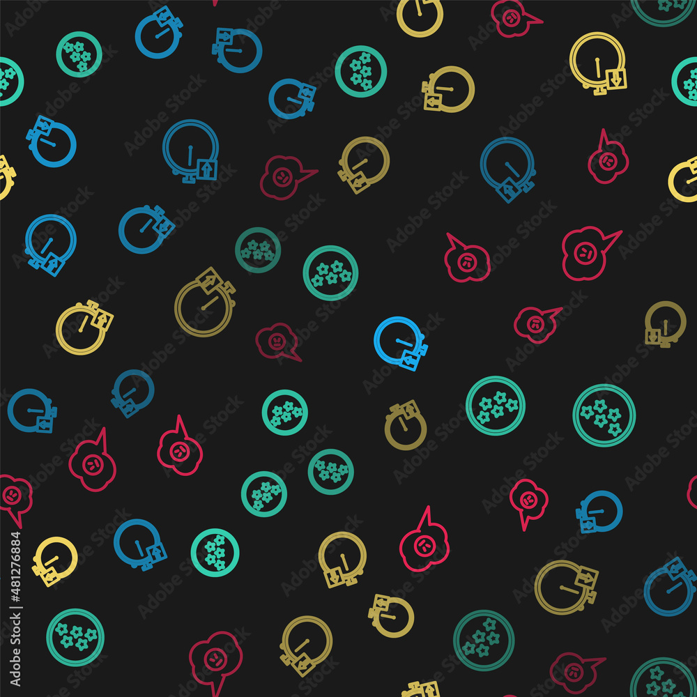 Set line Stopwatch, Five stars rating review, and Speech bubble with angry smile on seamless pattern. Vector Set line Stopwatch, Five stars rating review, and Speech bubble with angry smile on seamless pattern. Vector