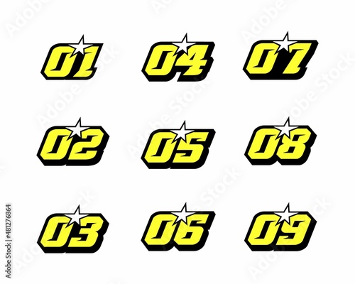 Racing number, start racing number, sport race number logo design