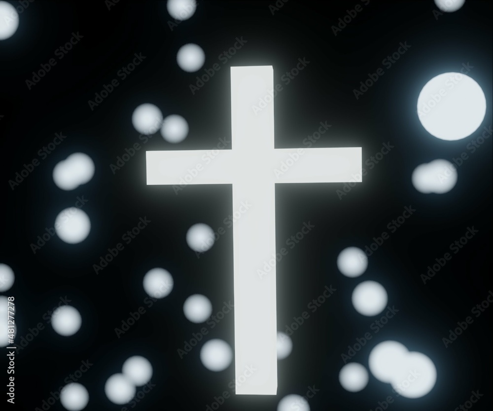 Fototapeta premium bright shiny white cross on the background