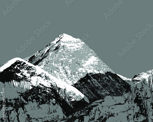 Vector illustation of Mount Everest, himalayas, Nepal