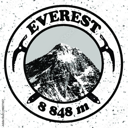 Vector illustation logo of Mount Everest, himalayas, Nepal