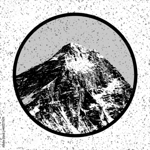 Vector illustation logo of Mount Everest, himalayas, Nepal