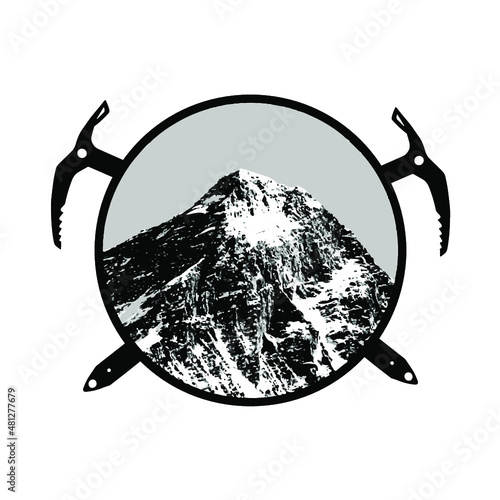 Vector illustation logo of Mount Everest, himalayas, Nepal