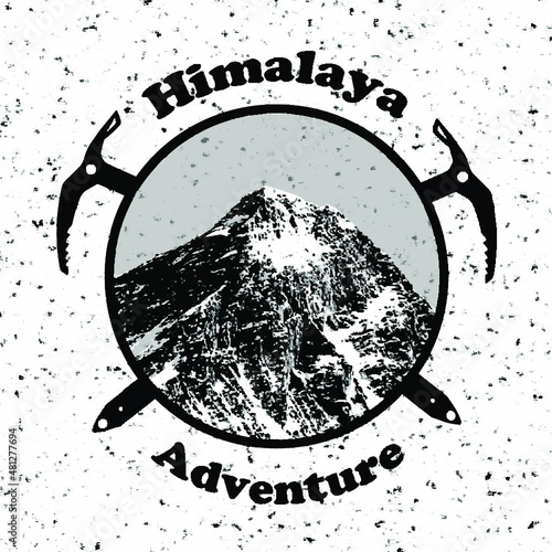 Vector illustation logo of Mount Everest, himalayas, Nepal