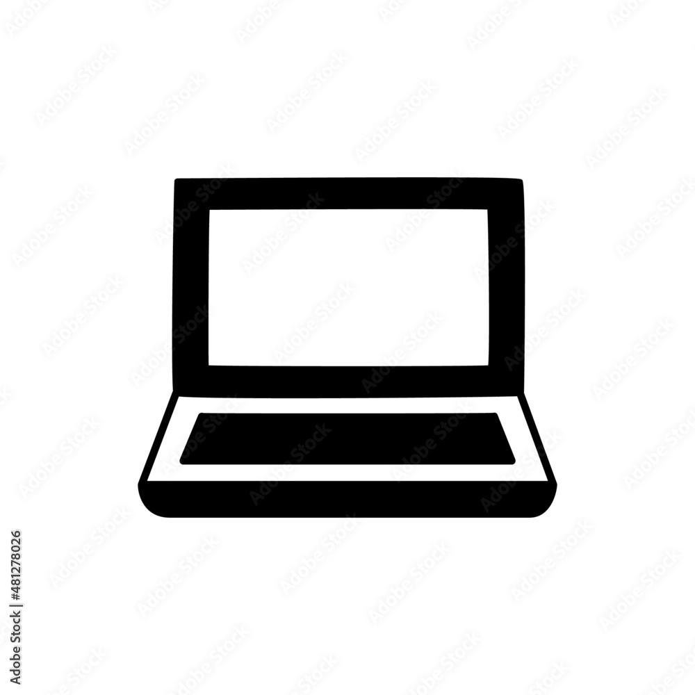 Laptop Icon in black flat glyph, filled style isolated on white background Laptop Icon in black flat glyph, filled style isolated on white background