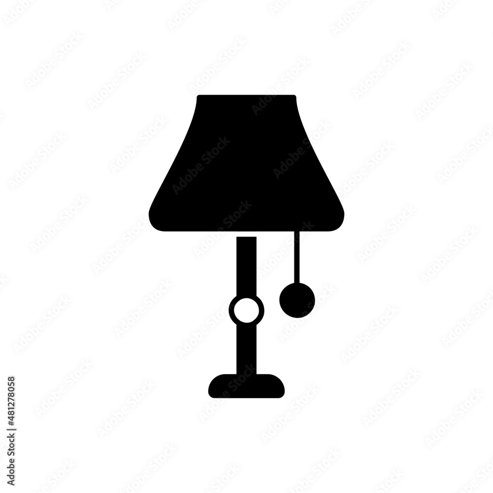 floor lamp icon in black flat glyph, filled style isolated on white background floor lamp icon in black flat glyph, filled style isolated on white background