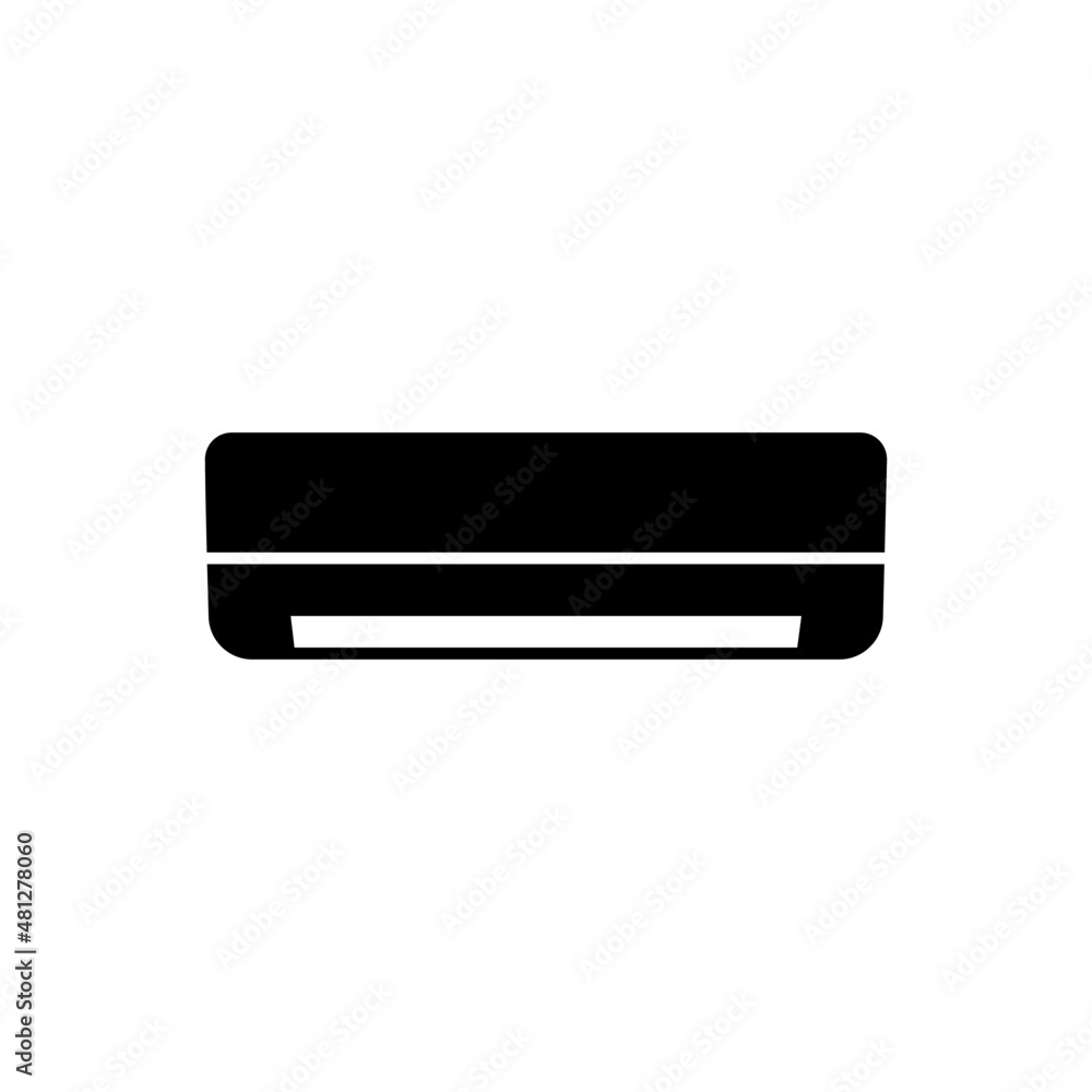 air conditioning indoor unit icon in black flat glyph, filled style isolated on white background air conditioning indoor unit icon in black flat glyph, filled style isolated on white background