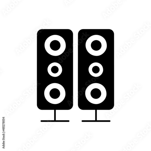 Dual Sound speakers stereo Icon in black flat glyph, filled style isolated on white background
