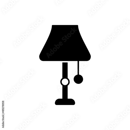 floor lamp icon in black flat glyph, filled style isolated on white background