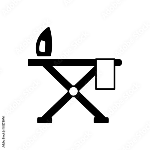 Ironing board Icon in black flat glyph, filled style isolated on white background