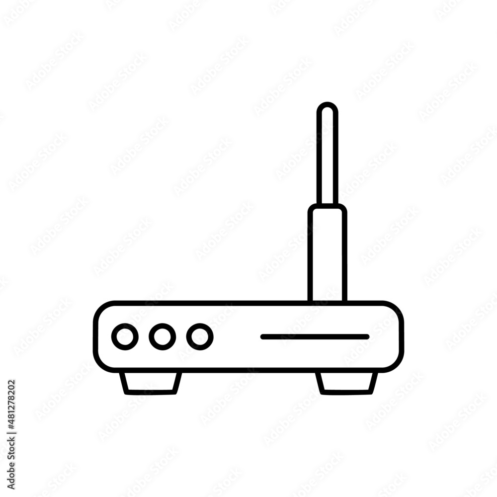 wifi router icon in black line style icon, style isolated on white background wifi router icon in black line style icon, style isolated on white background