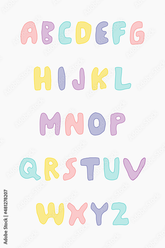 Vector illustration hand drawing cute fatty cartoon fonts. Perfect for educational poster, learn alphabets, printed home decor, kindergarten, greeting card. Its editable.